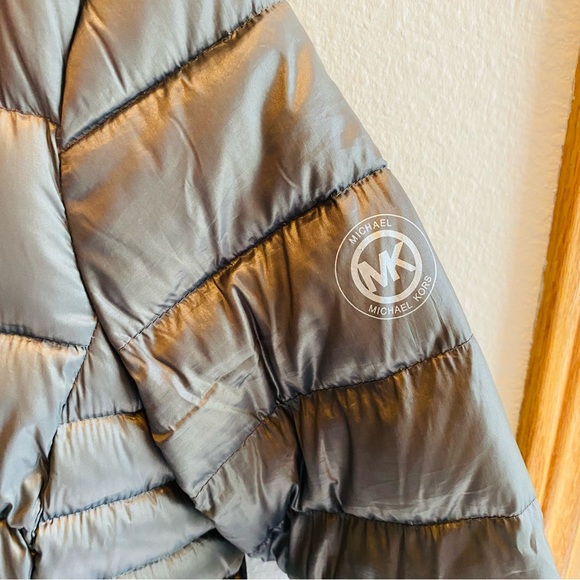 MICHAEL Kors Asymmetrical Zip Packable Puffer Down Silver - Picture 5 of 7
